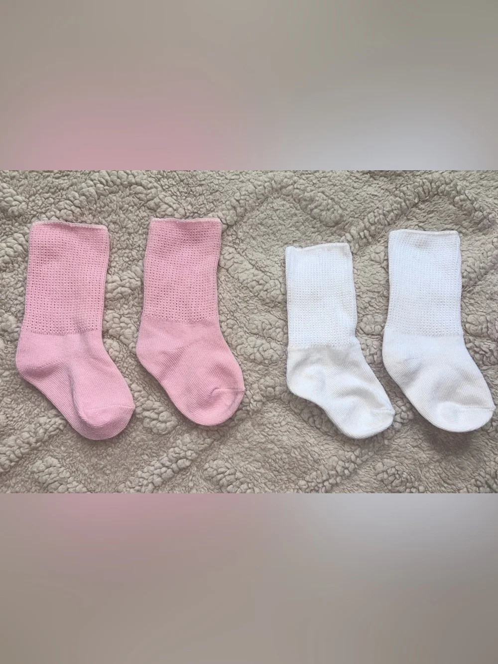 Baby Girl 0-6M Sock Bundle - Mesh Knit Crew Cut W/ Foldable Turn Cuff, Lot Of 9